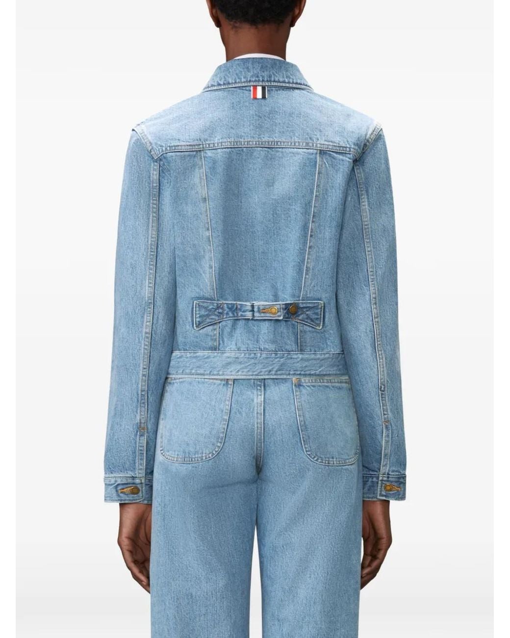 Thom Browne Blue Shrunken Selvedge Denim Jacket