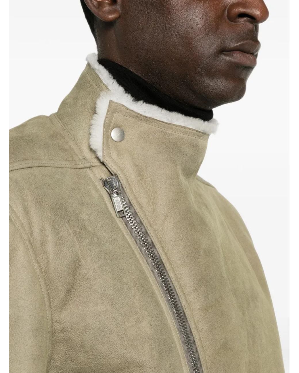 Rick Owens Natural Veste Hollywood Flight À Doublure En Peau Lainée for men