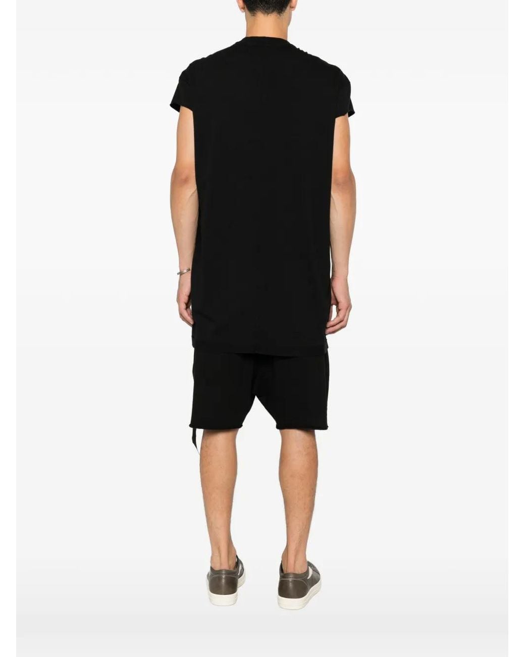Rick Owens Black Ribbed-Collar Sleeveless T-Shirt for men