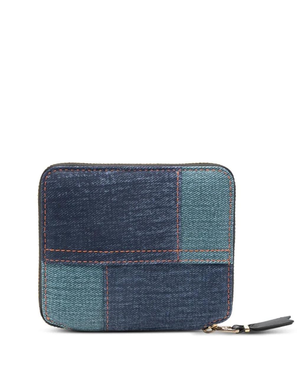 Comme des Garçons Blue Patchwork Zip Wallet