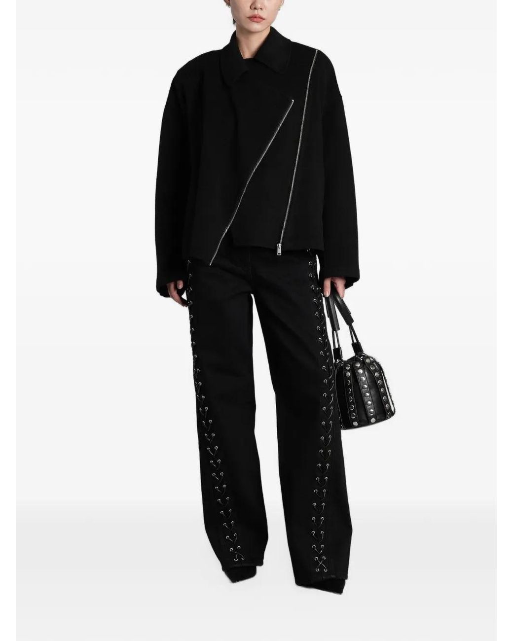 IRO Black Ampstack Asymmetric Zip-Fastening Jacket