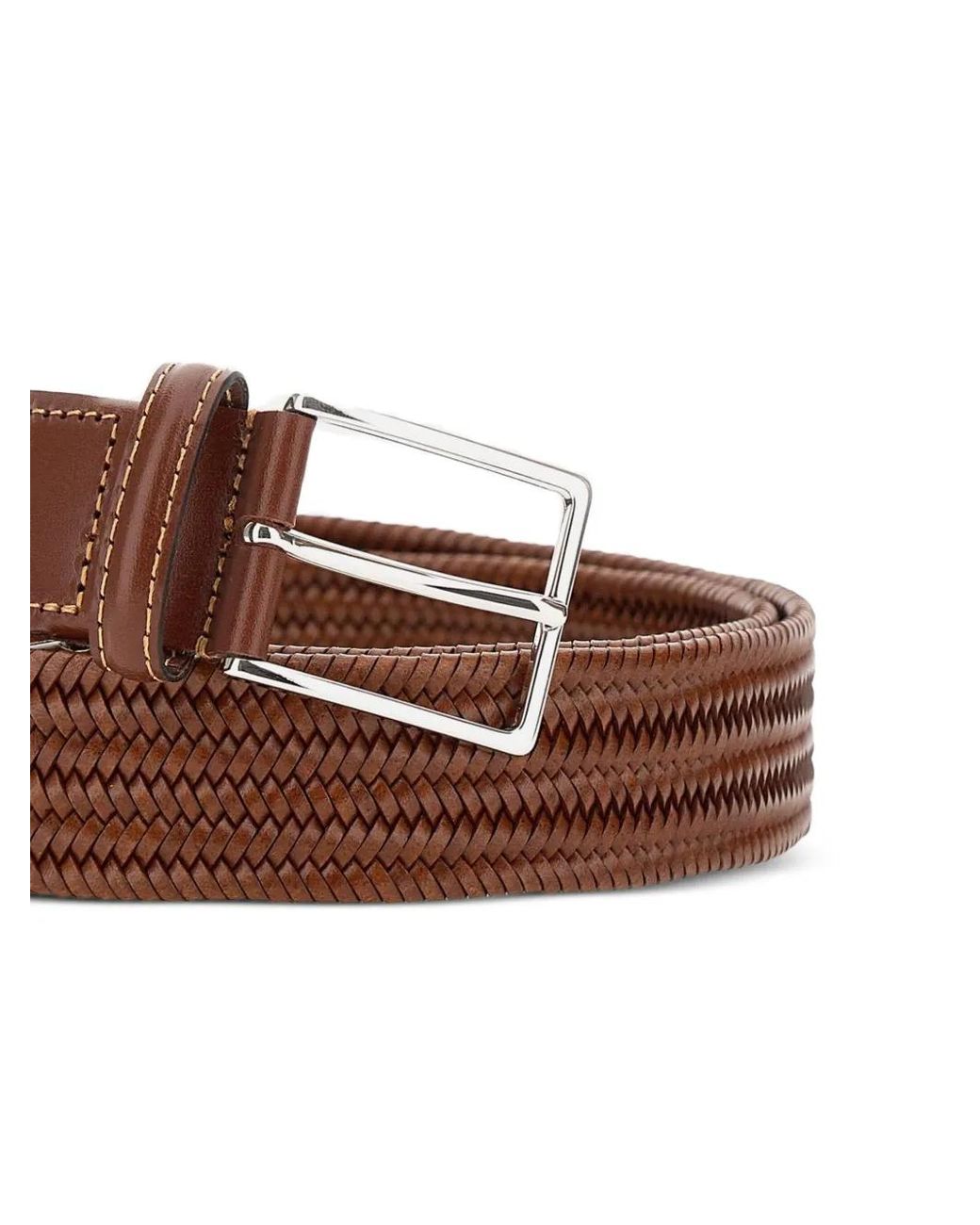 Athison Brown Woven Pin-Buckle Belt for men