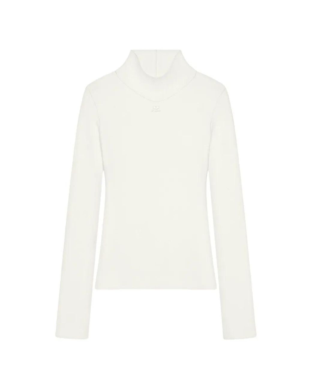 Courreges White Milano Knit Logo-Patch Sweater
