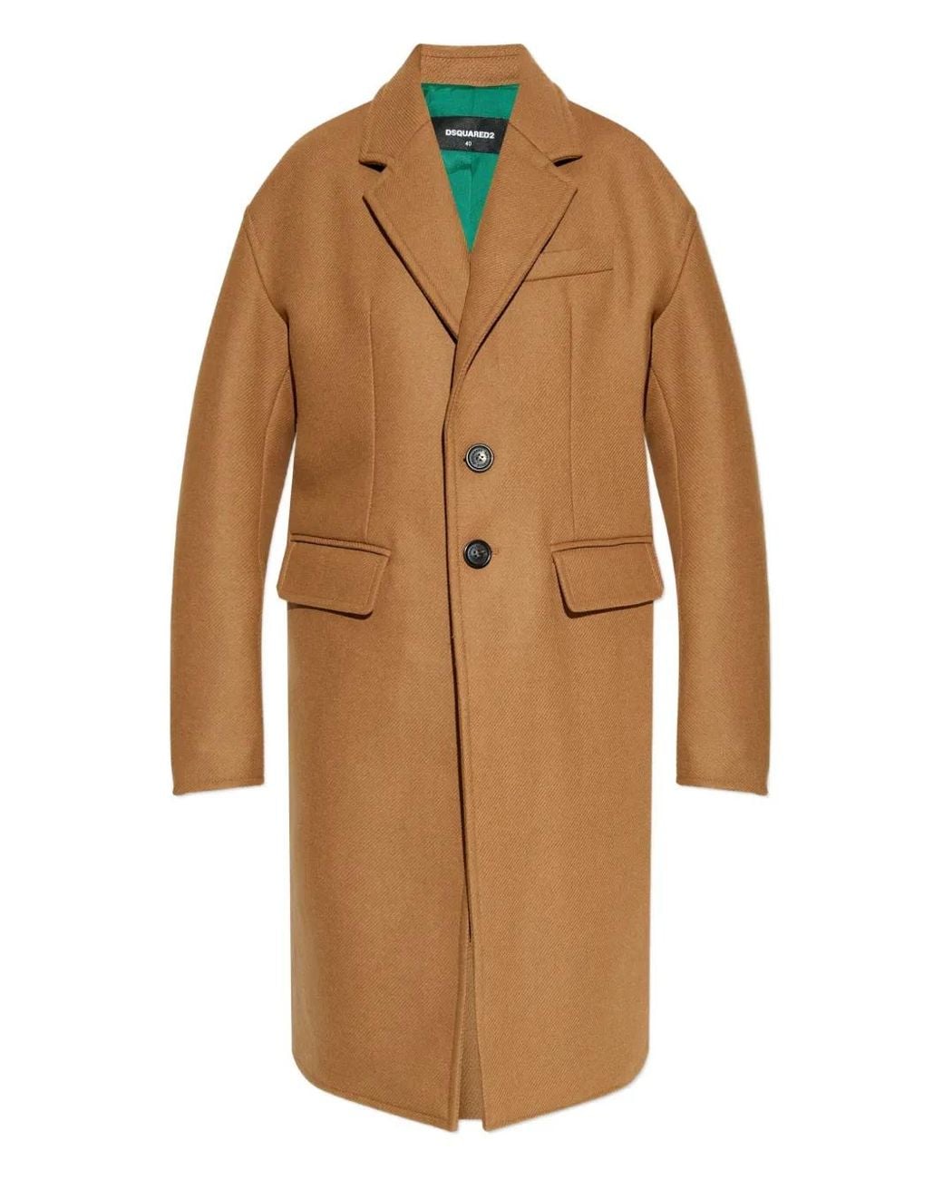 DSquared² Brown Button-Fastening Wool-Blend Coat