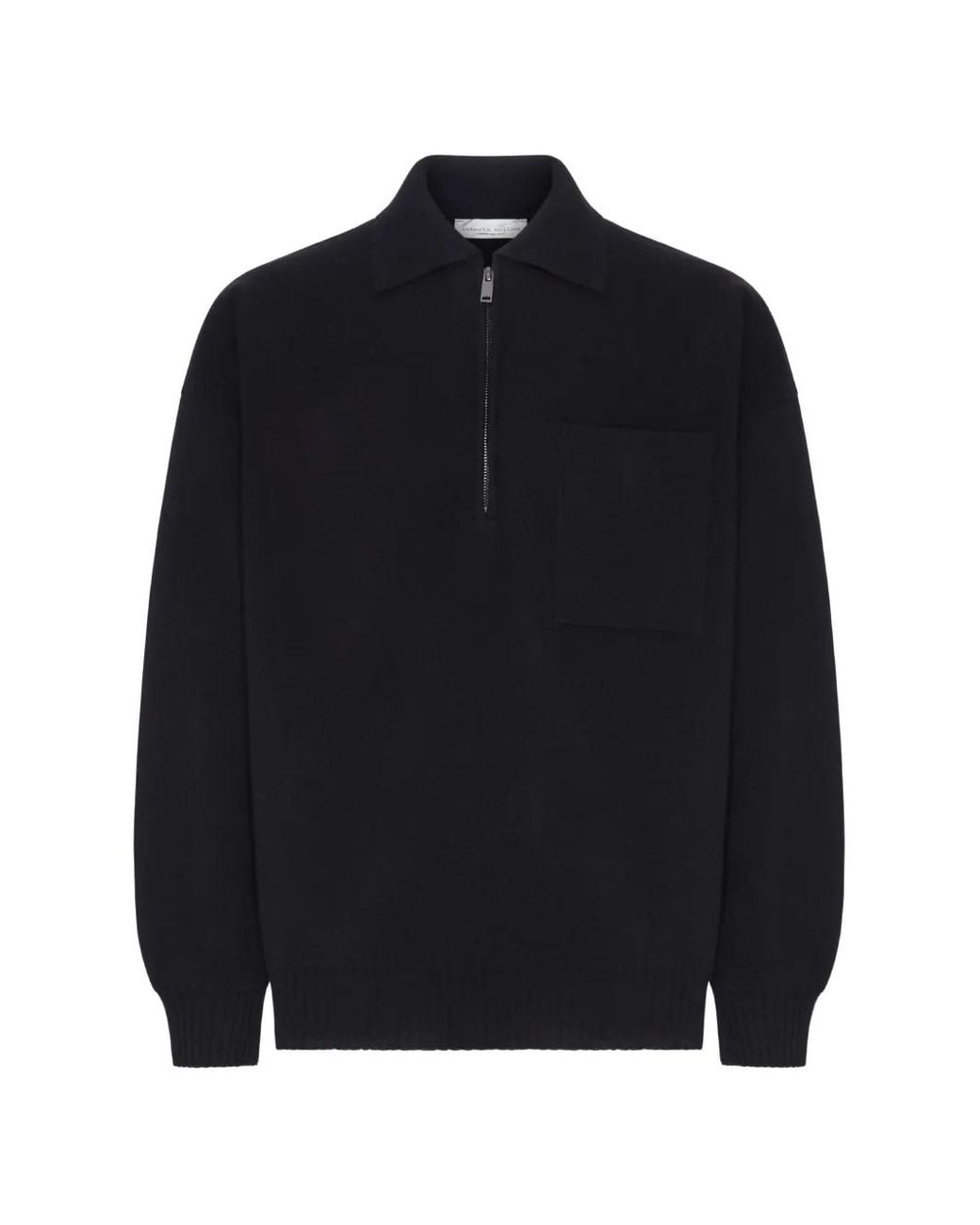 Roberto Collina Blue Half-Zip Chest-Pocket Sweater for men