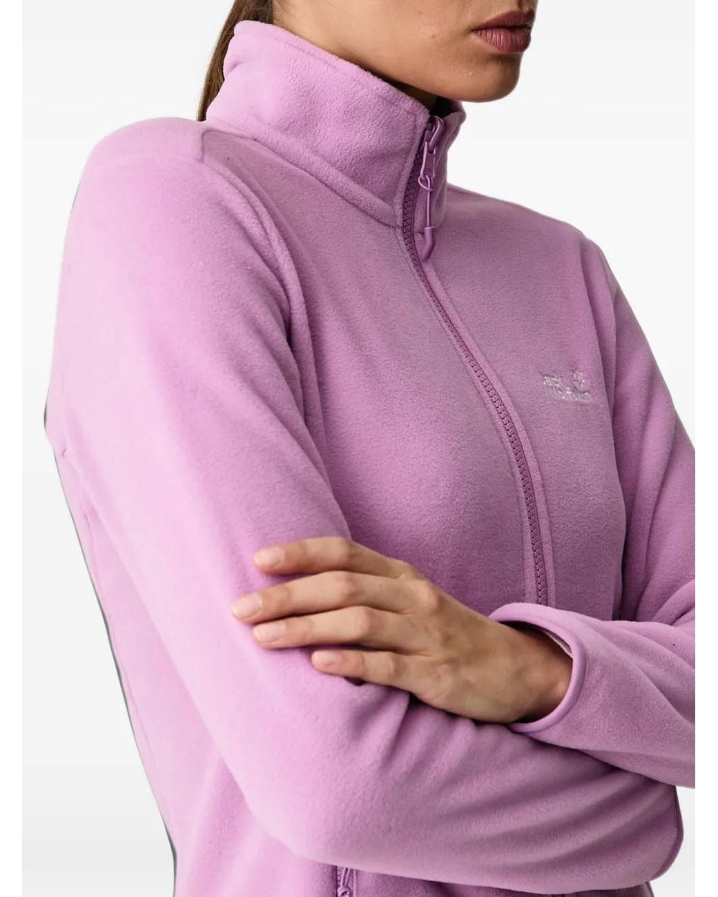Jack Wolfskin Purple Logo-Embroidered Zip-Up Sweatshirt
