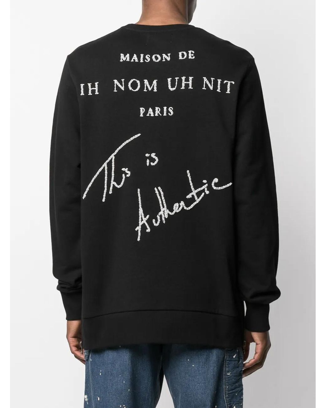 Ih Nom Uh Nit Black Embroidered Side-Zip Sweatshirt for men