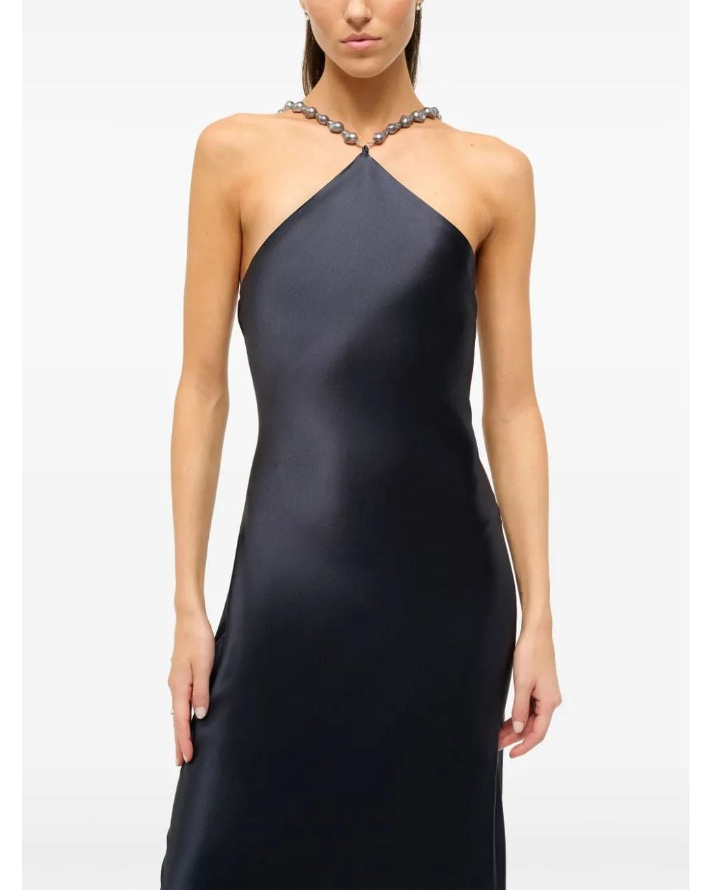 Staud Blue Cadence Satin Maxi Dress