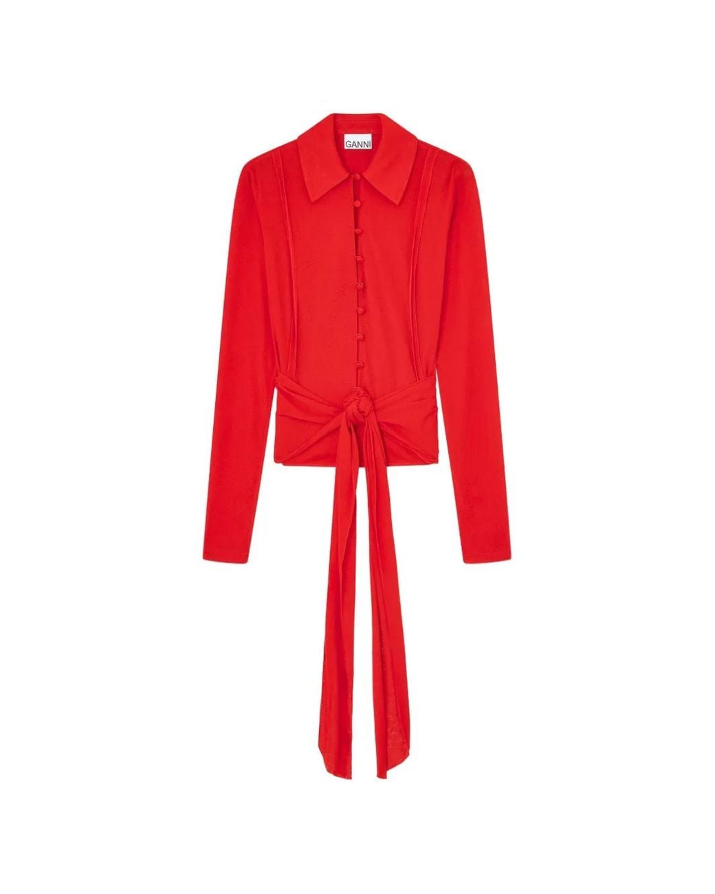 Ganni Red Chemise En Résille