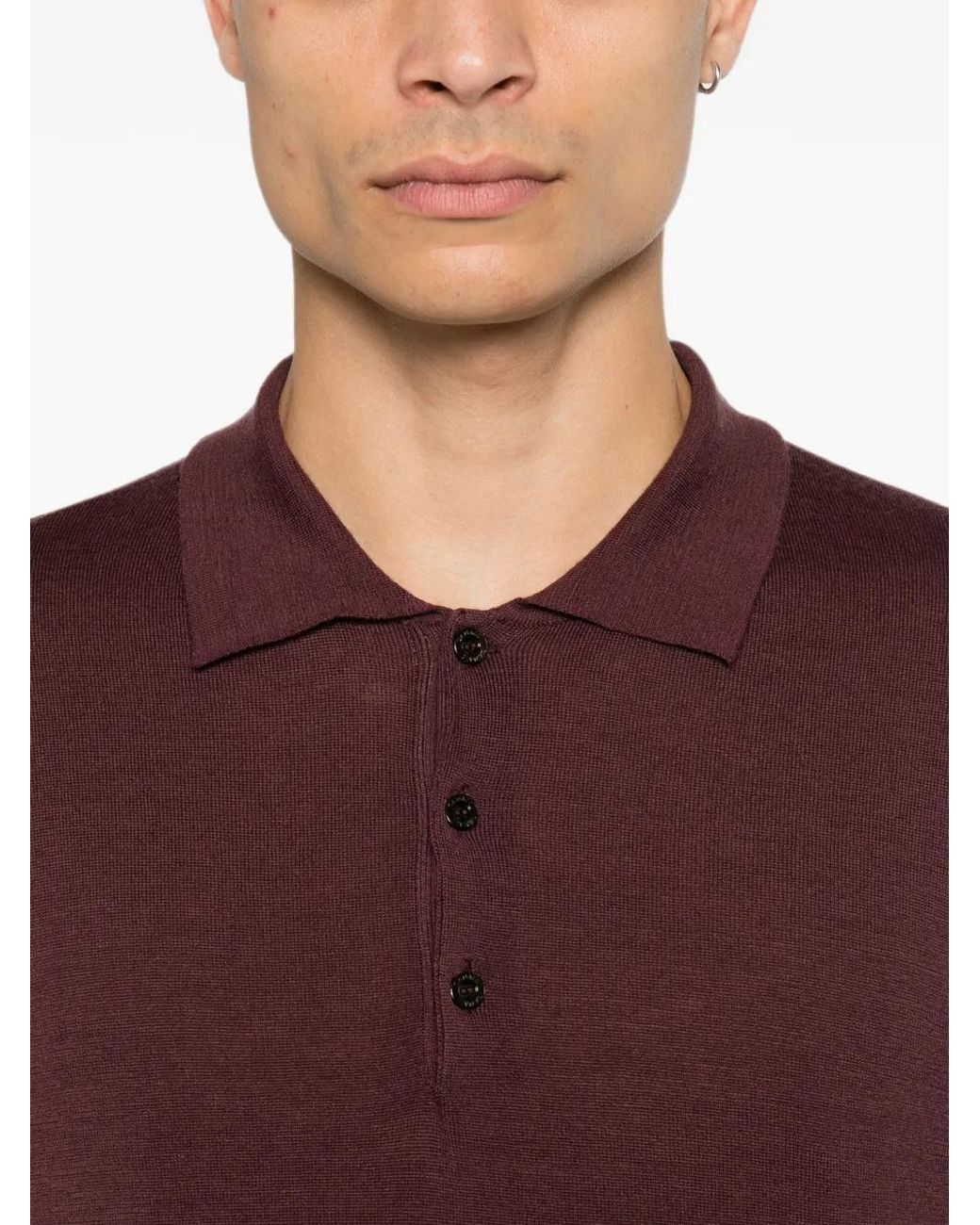 Canali Purple Wool Polo Shirt for men