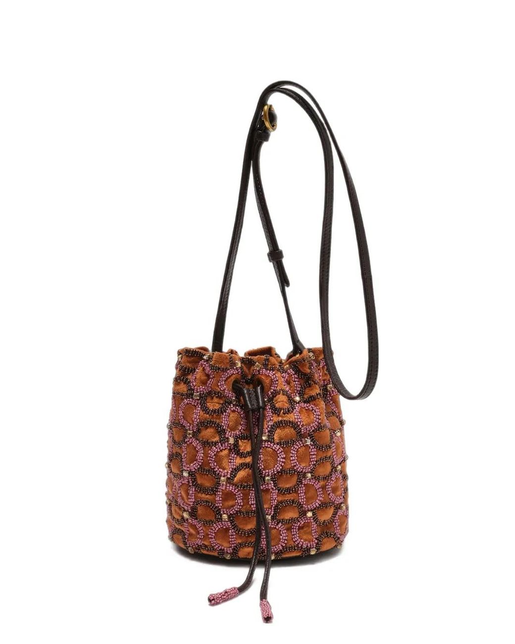 Maliparmi White Bead-Embellished Bucket Bag