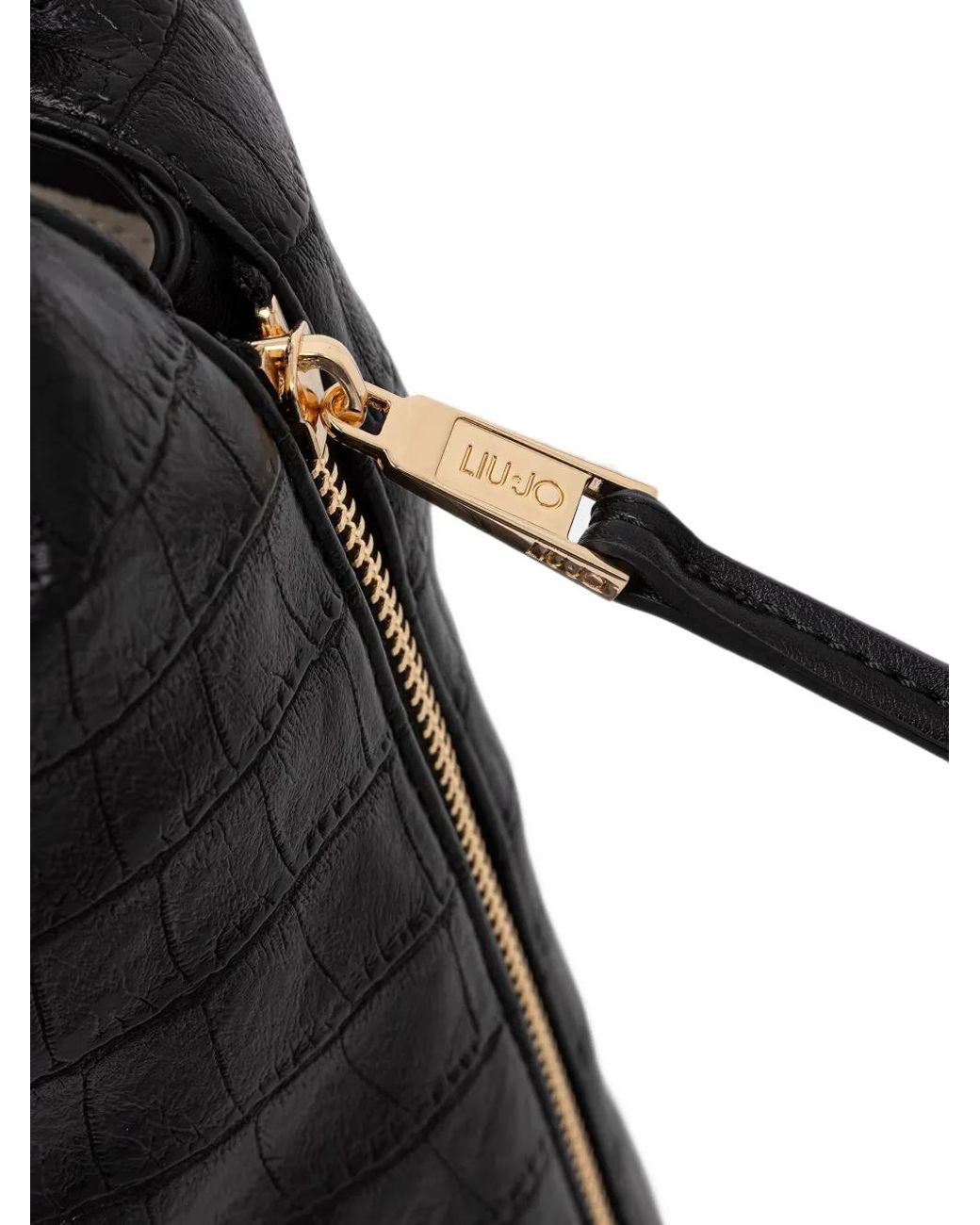 Liu Jo Black Large Croc-Effect Tote Bag