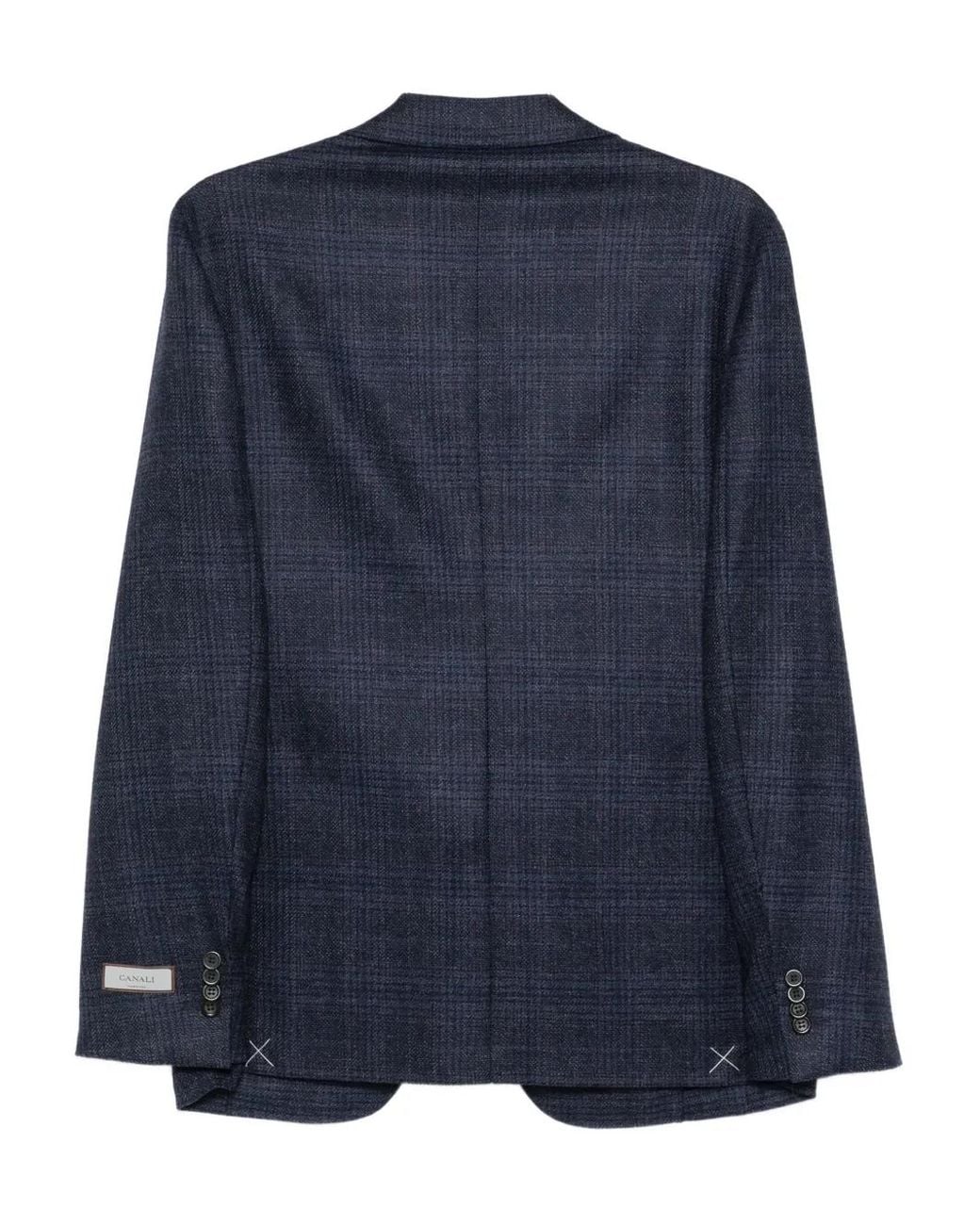 Canali Blue Checked Wool Jacket for men