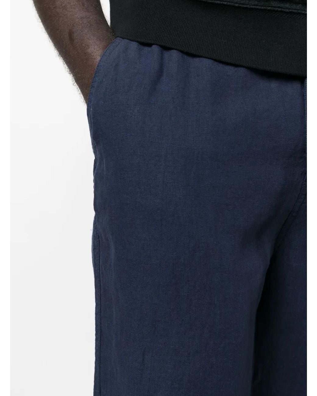 Vilebrequin Blue Drawstring Straight-Leg Linen Trousers for men