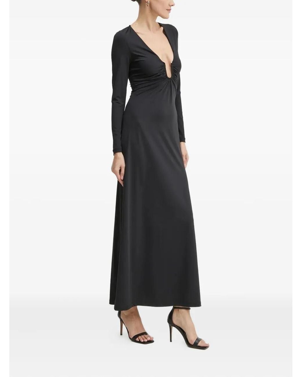 Bardot Black Remmy Plunging-Neckline Maxi Dress