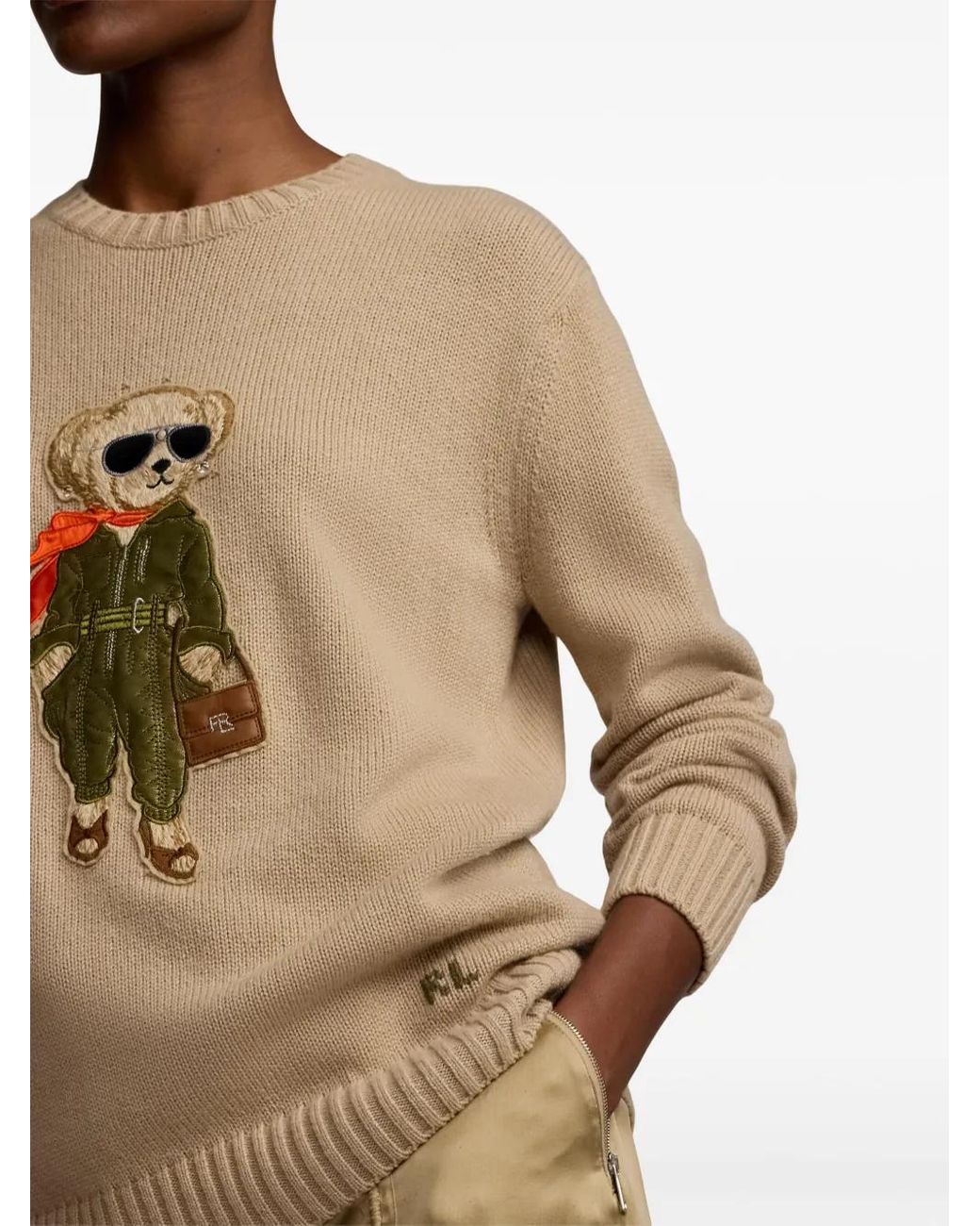 Ralph Lauren Natural Cashmere Polo Bear Sweater