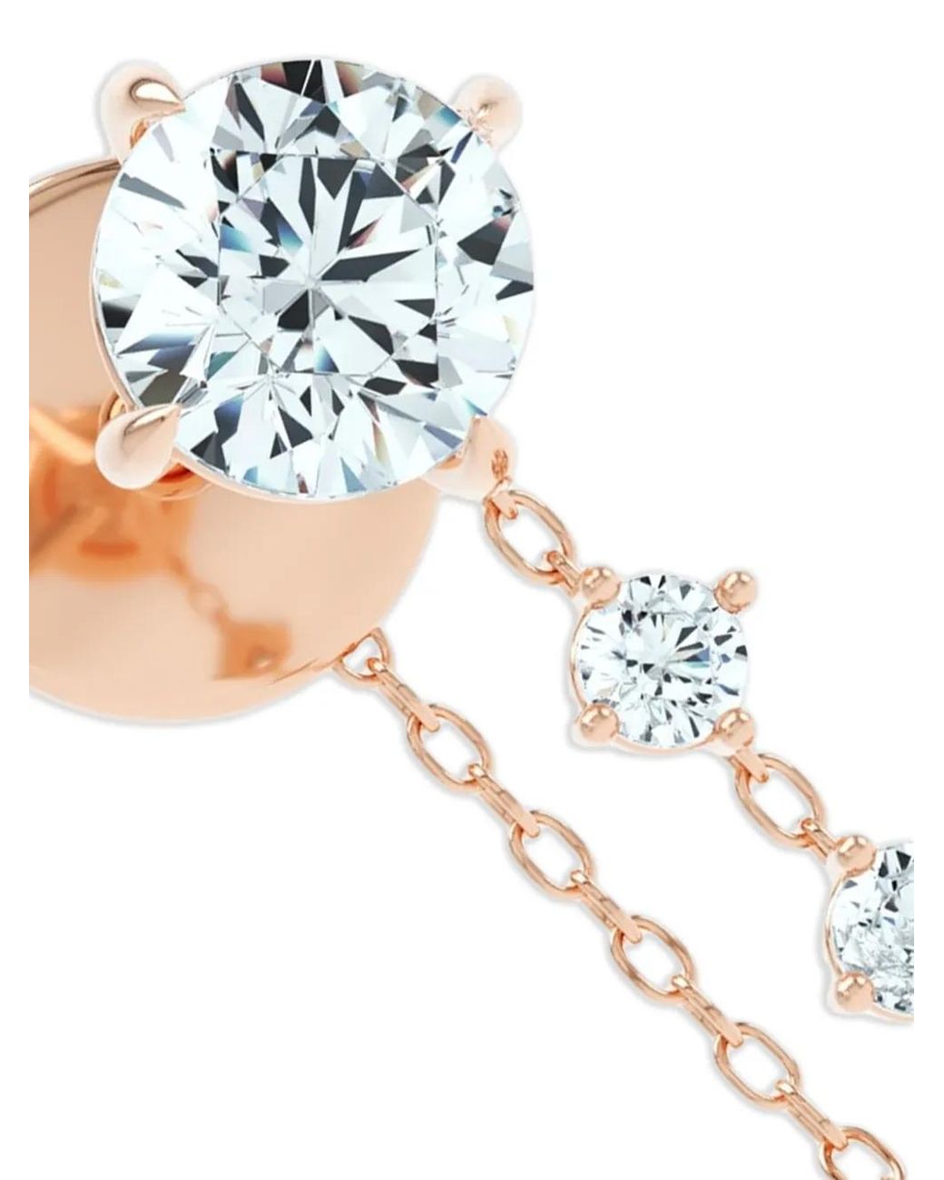 LOEV White Diamond Chain-Link Stud Earring
