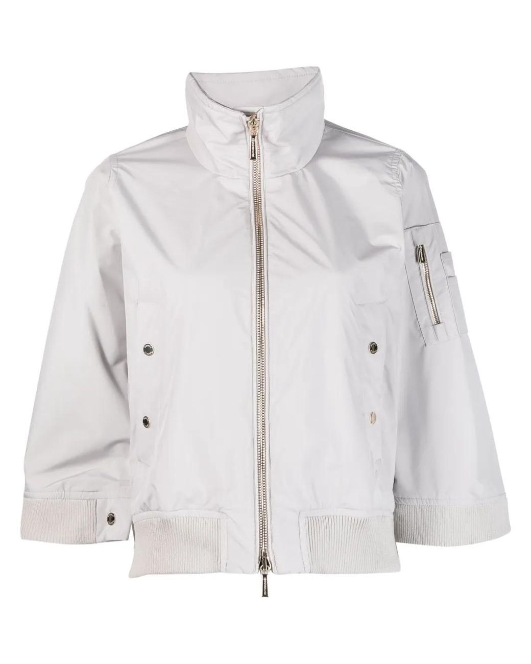 Moorer Gray Wide-Sleeve Bomber Jacket