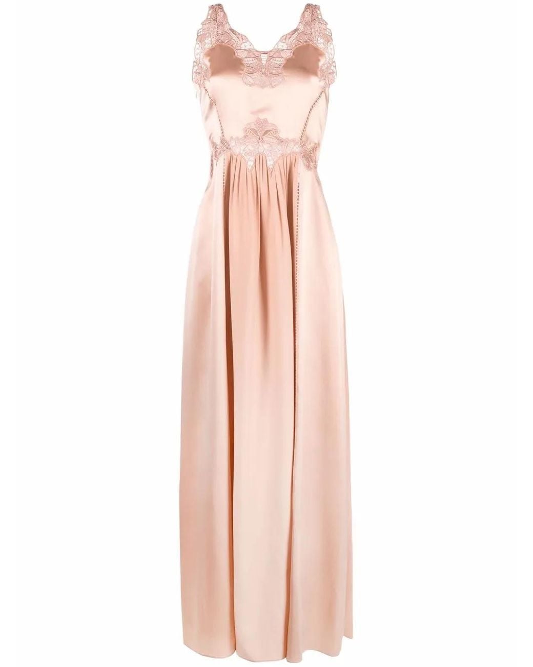 Alberta Ferretti Pink Layered Silk Maxi Dress