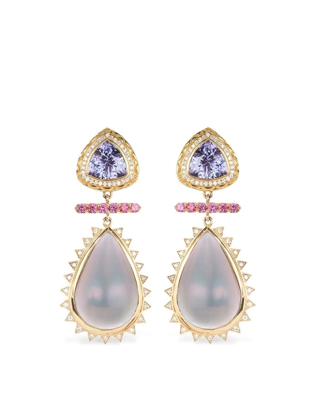 Harwell Godfrey White Pearl And Tanzanite Earrings
