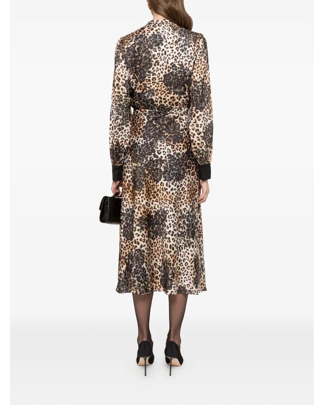Nissa Natural Leopard-Print Midi Dress