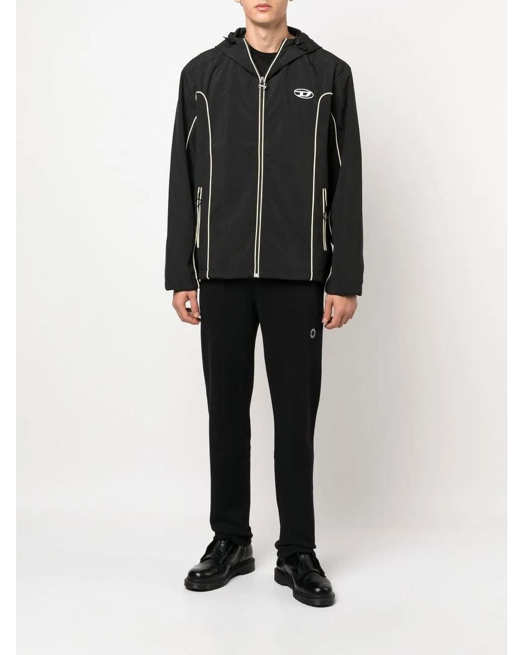DIESEL Black Windbreaker Jackets for men