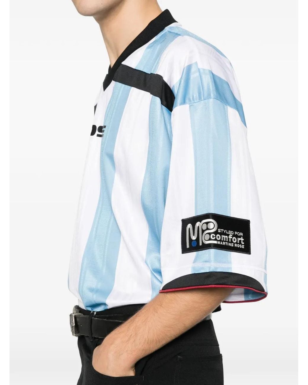 Martine Rose Blue Striped Football T-Shirt for men