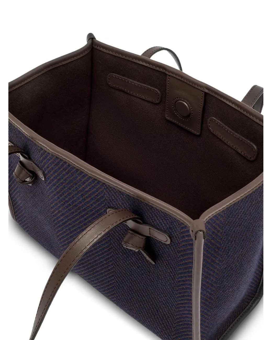 Gianni Chiarini Black Marcella Spiga Herringbone-Pattern Knotted-Strap Tote Bag