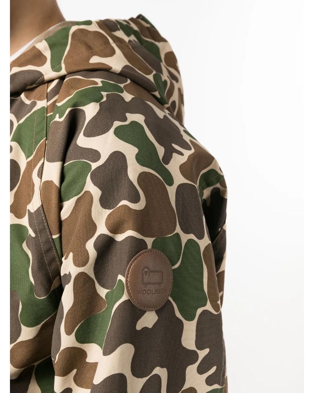 Woolrich Natural Camouflage-Print Drawstring Jacket for men