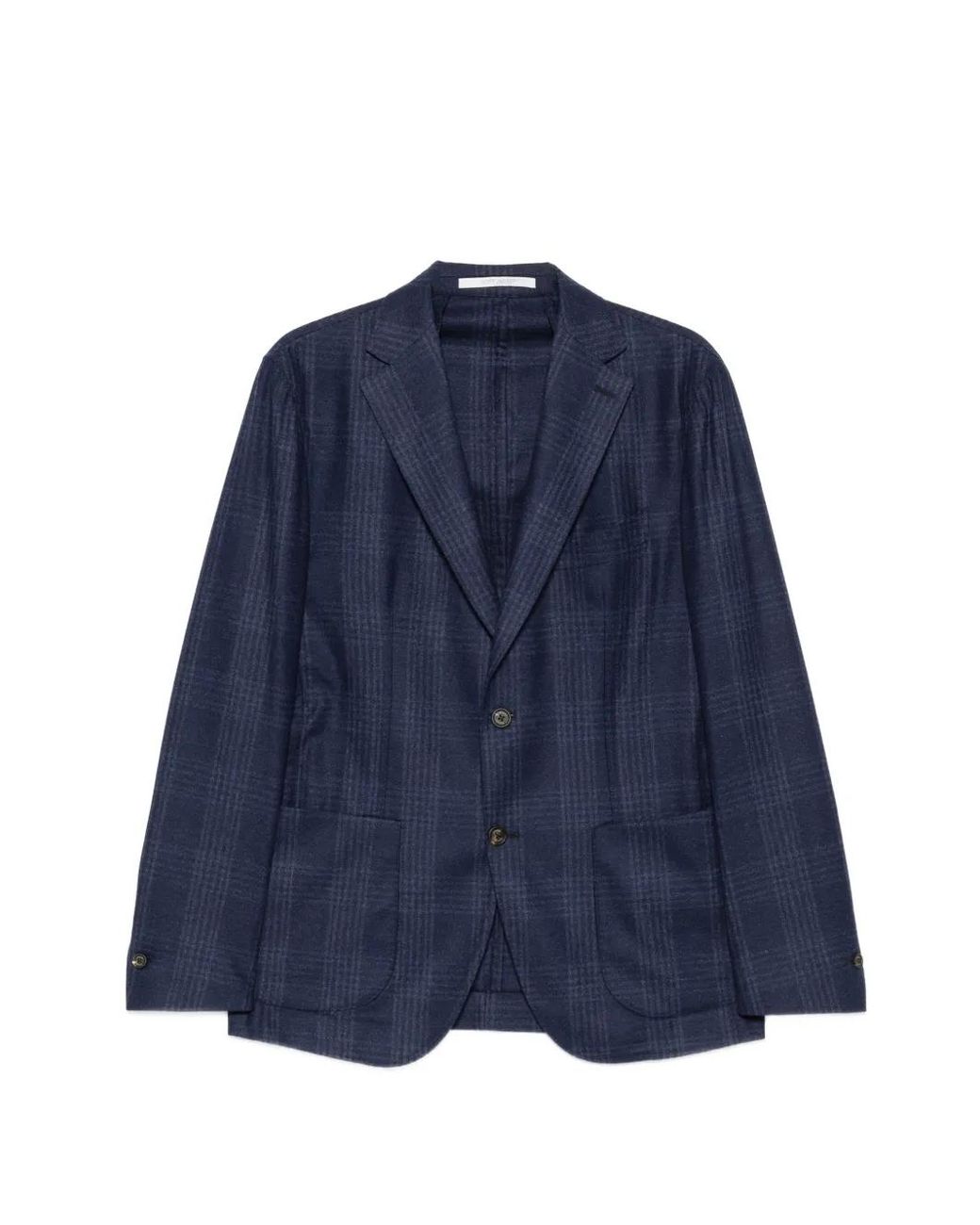 Eleventy Blue Check-Pattern Single-Breasted Jacket for men