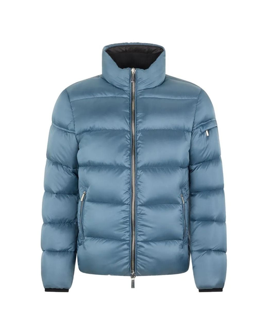 Moorer Blue Funnel-Neck Padded Jacket for men
