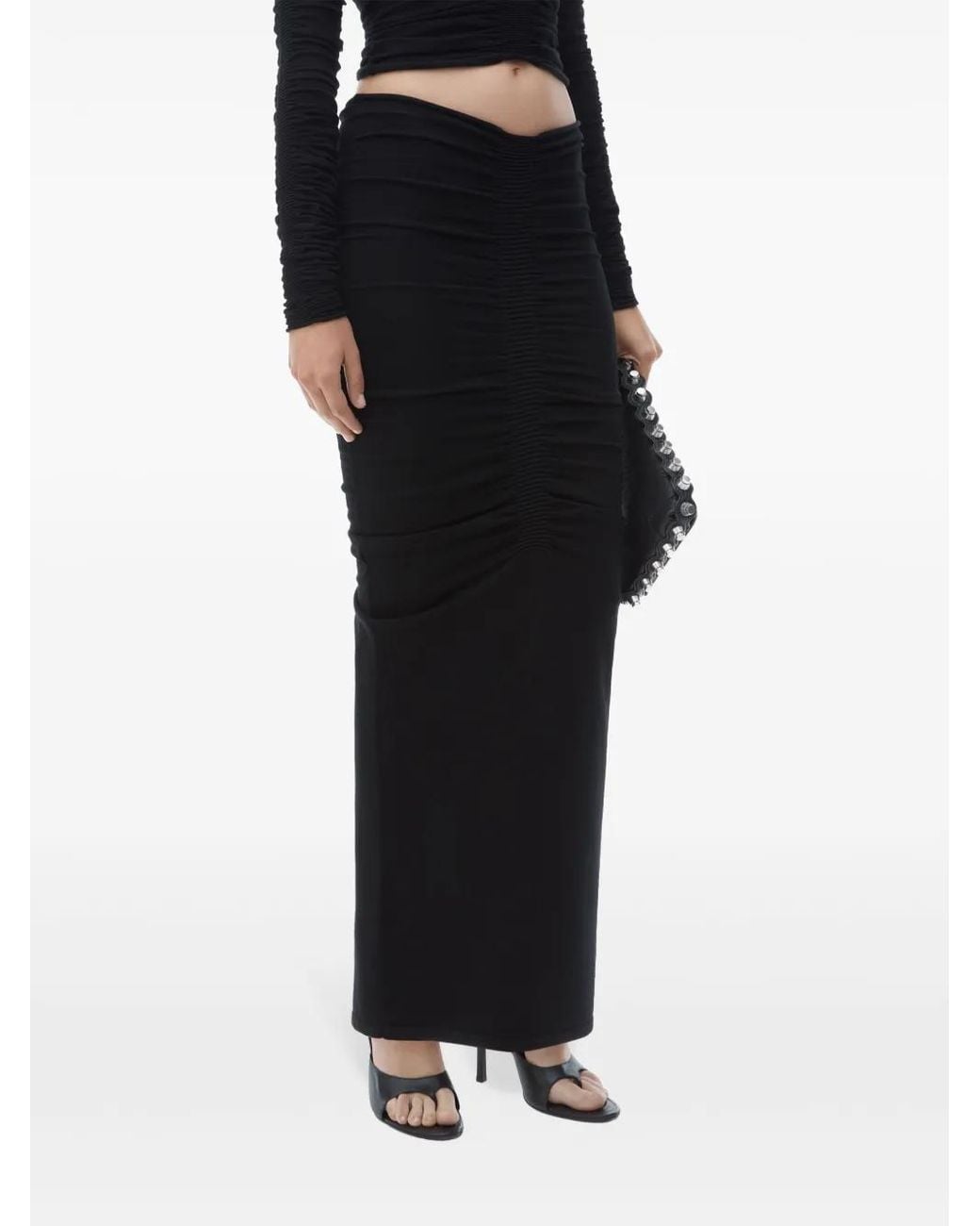 Alexander Wang Black Ruched Maxi Skirt
