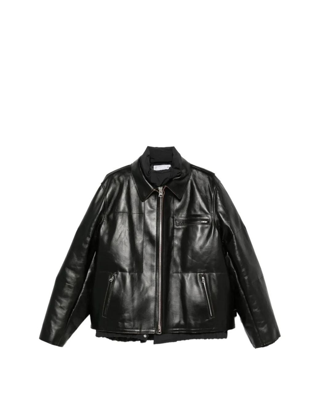 Sacai Black Leather Panelled Jacket for men