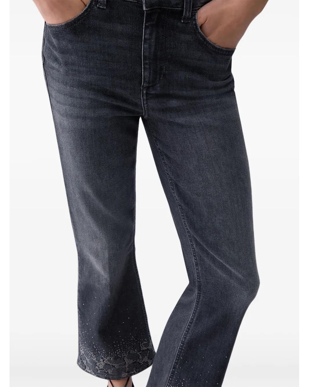 Liu Jo Blue Bootcut Jeans With Rhinestones