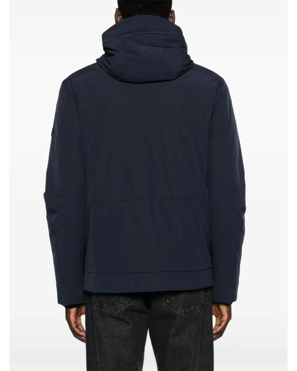 Peuterey Blue Hooded Logo-Patch Jacket for men