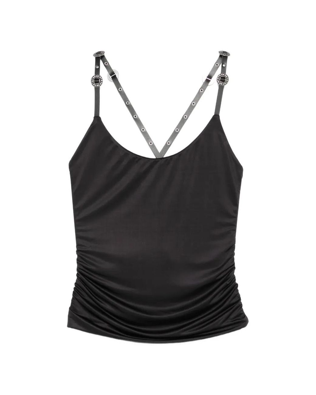 Pinko Black Top With Studded Spaghetti Straps