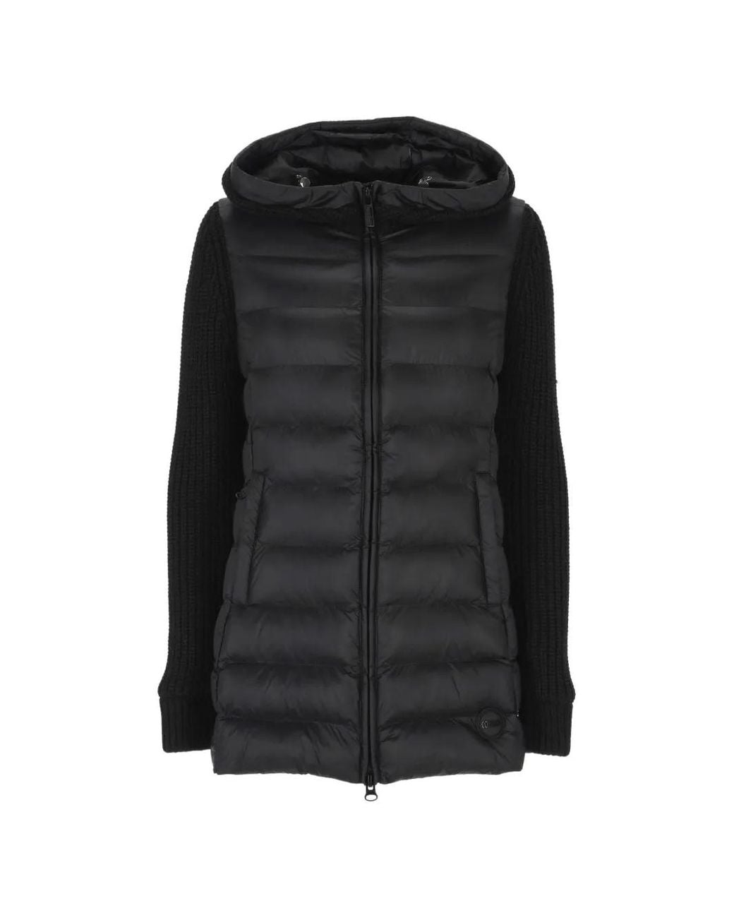 Colmar Black Quilted Knit-Sleeve Jacket