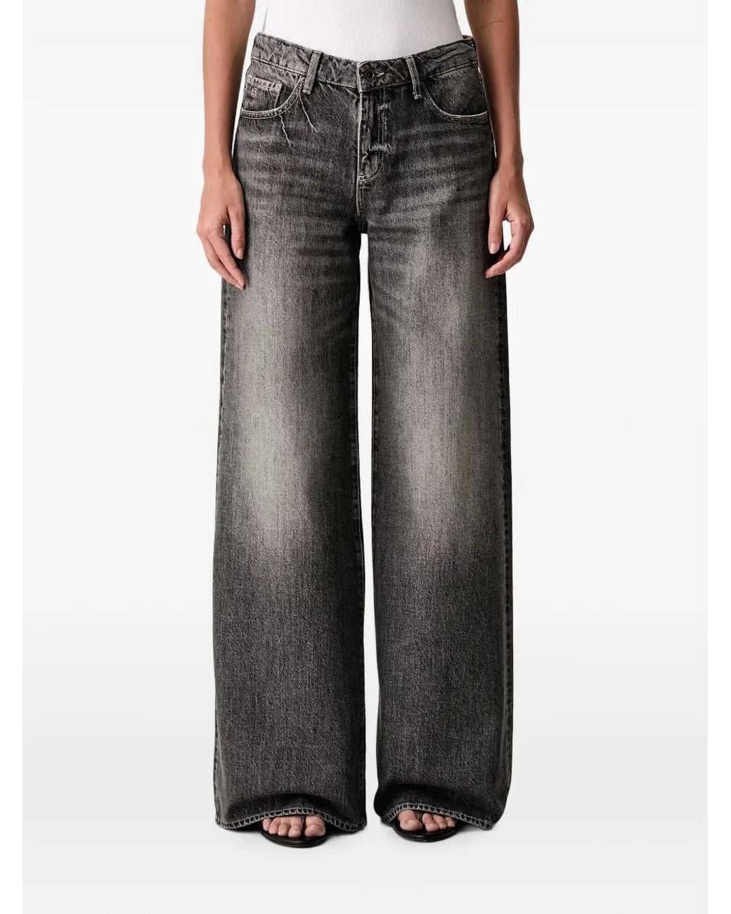 ARMANI EXCHANGE Black Faded Wide-Leg Jeans