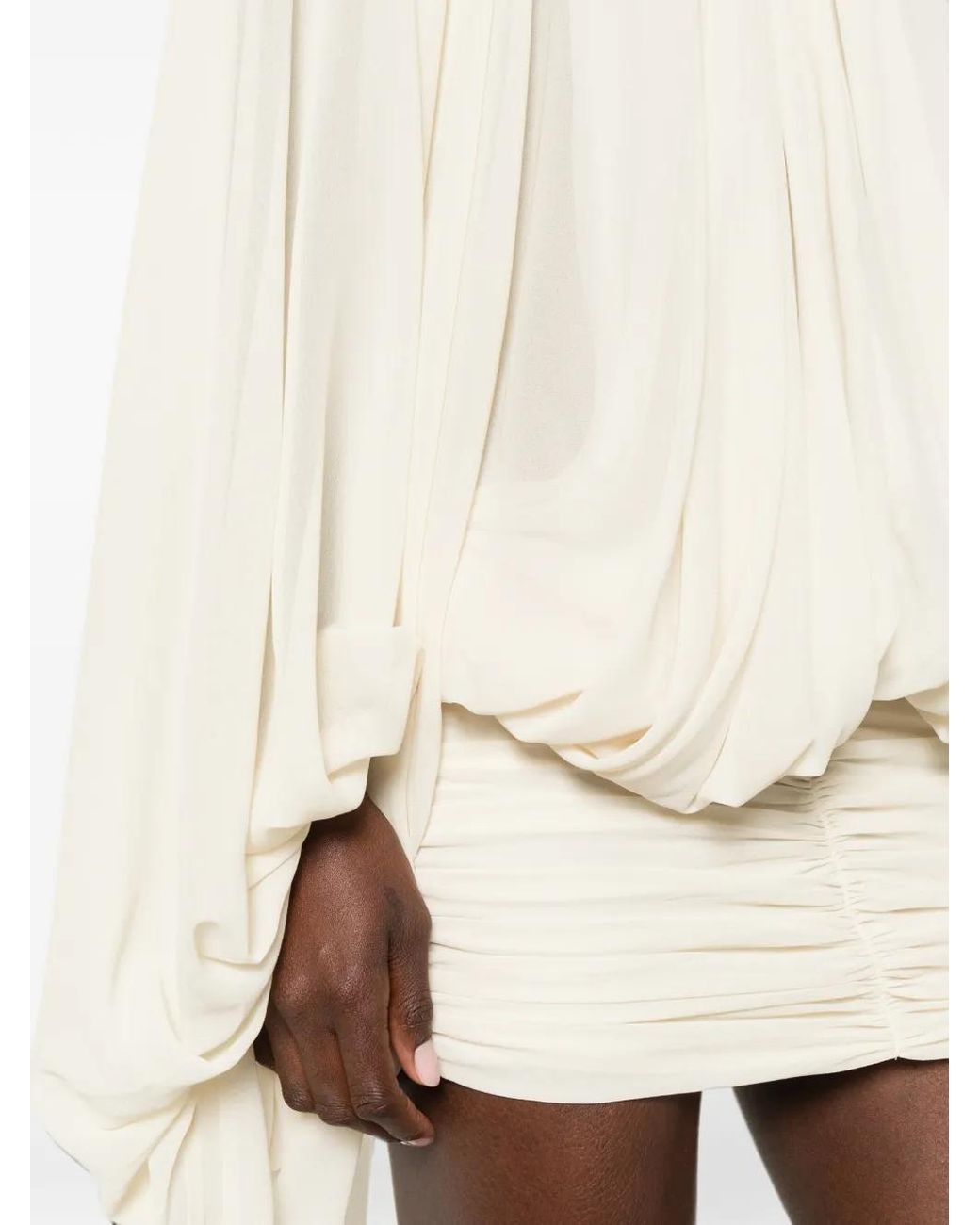 De La Vali Maite Mini-Jurk Van Crème Chiffon in het White