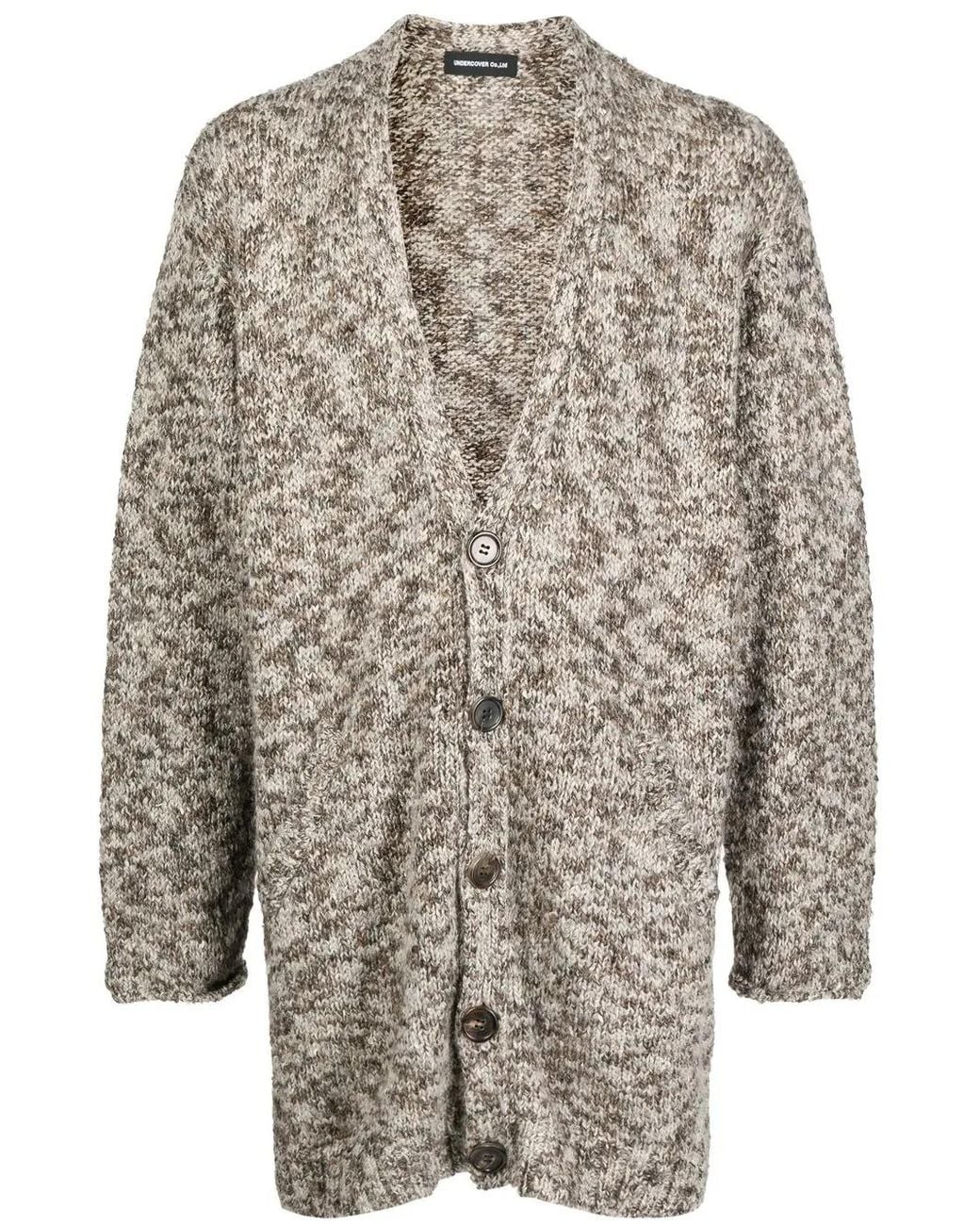 Undercover Gray Intarsia-Knit Cardigan for men
