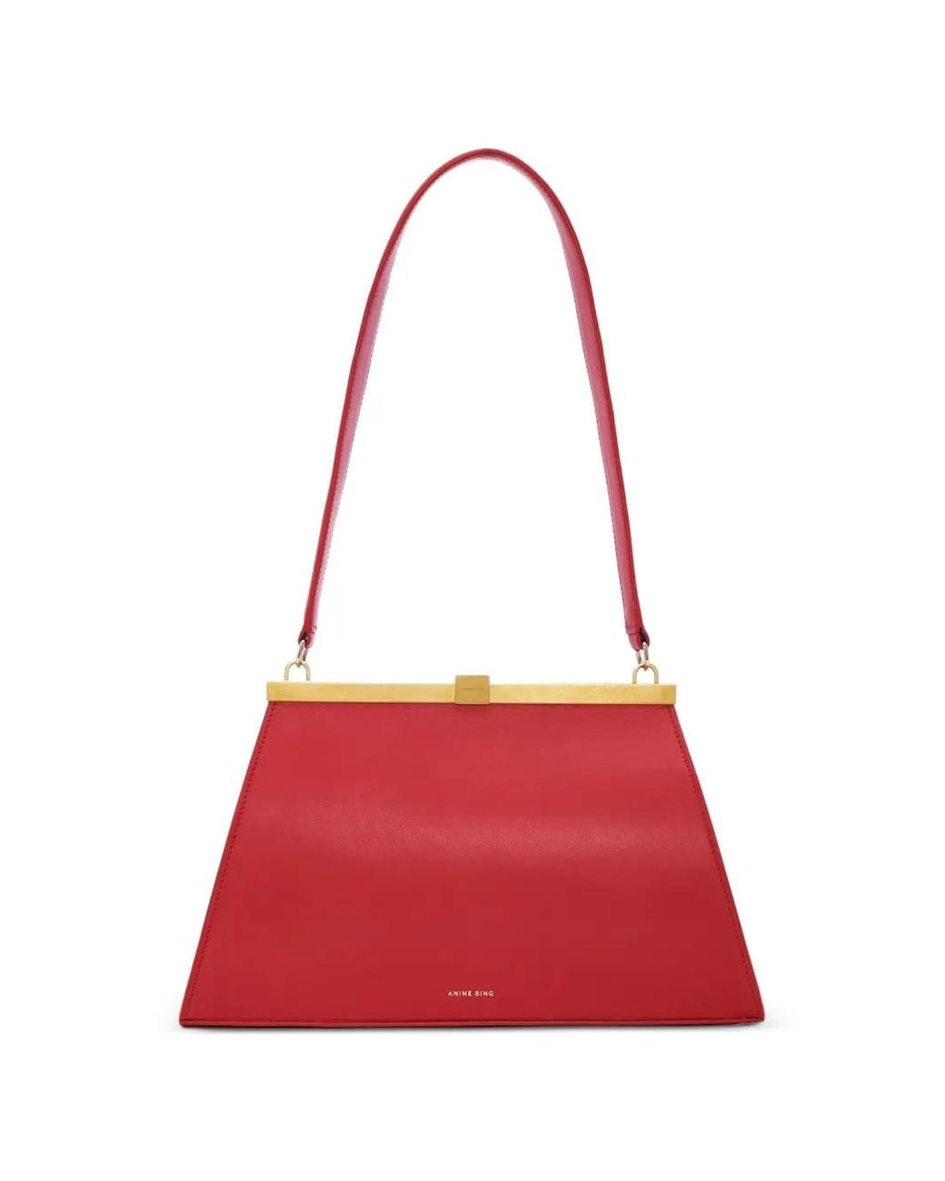 Anine Bing Red Anine Smooth Leather Shoulder Bag
