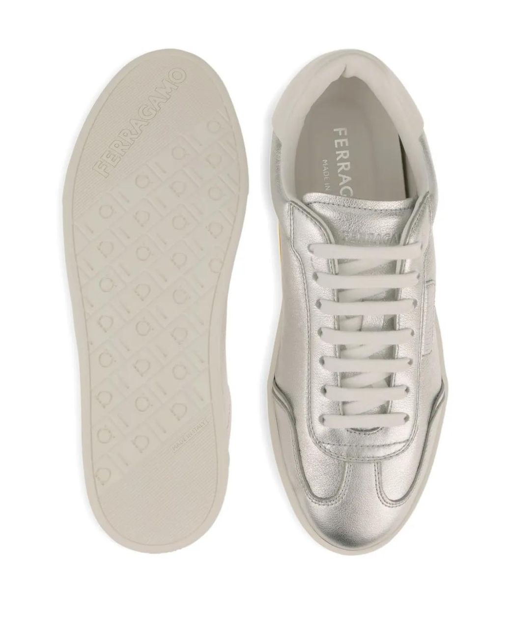 Ferragamo White Leather Low-Top Sneakers