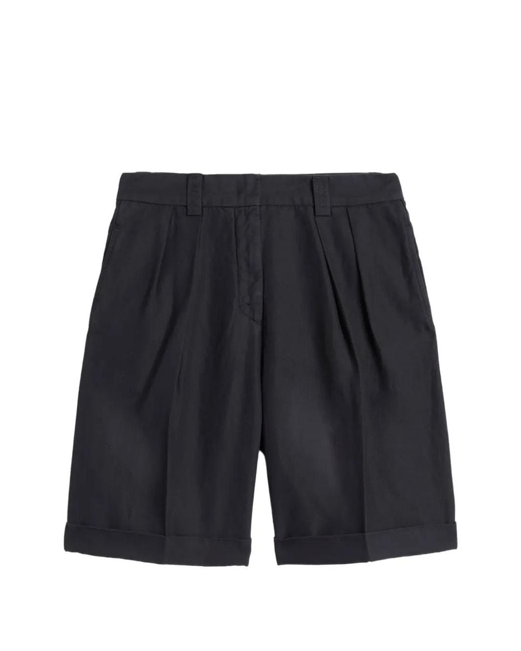 Aspesi Blue Pleated Turn-Up Shorts