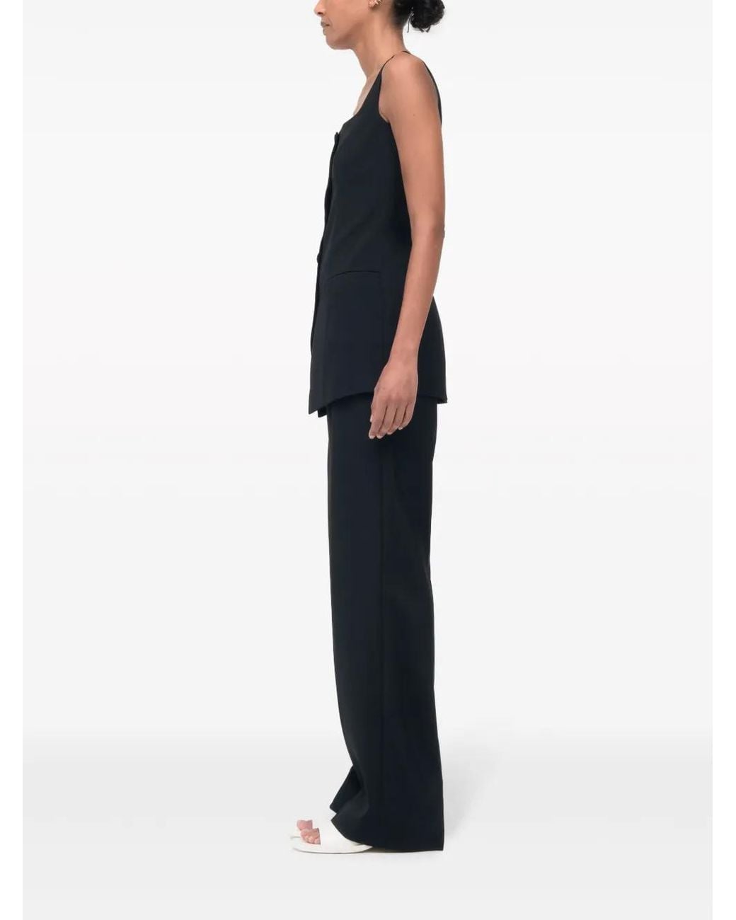 Another Tomorrow Blue Square-Neck Button-Front Top