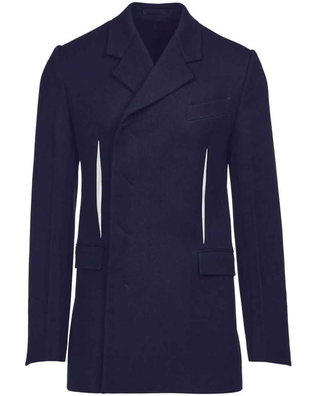 Ferragamo Blue Slit-Detail Double-Breast Jacket for men