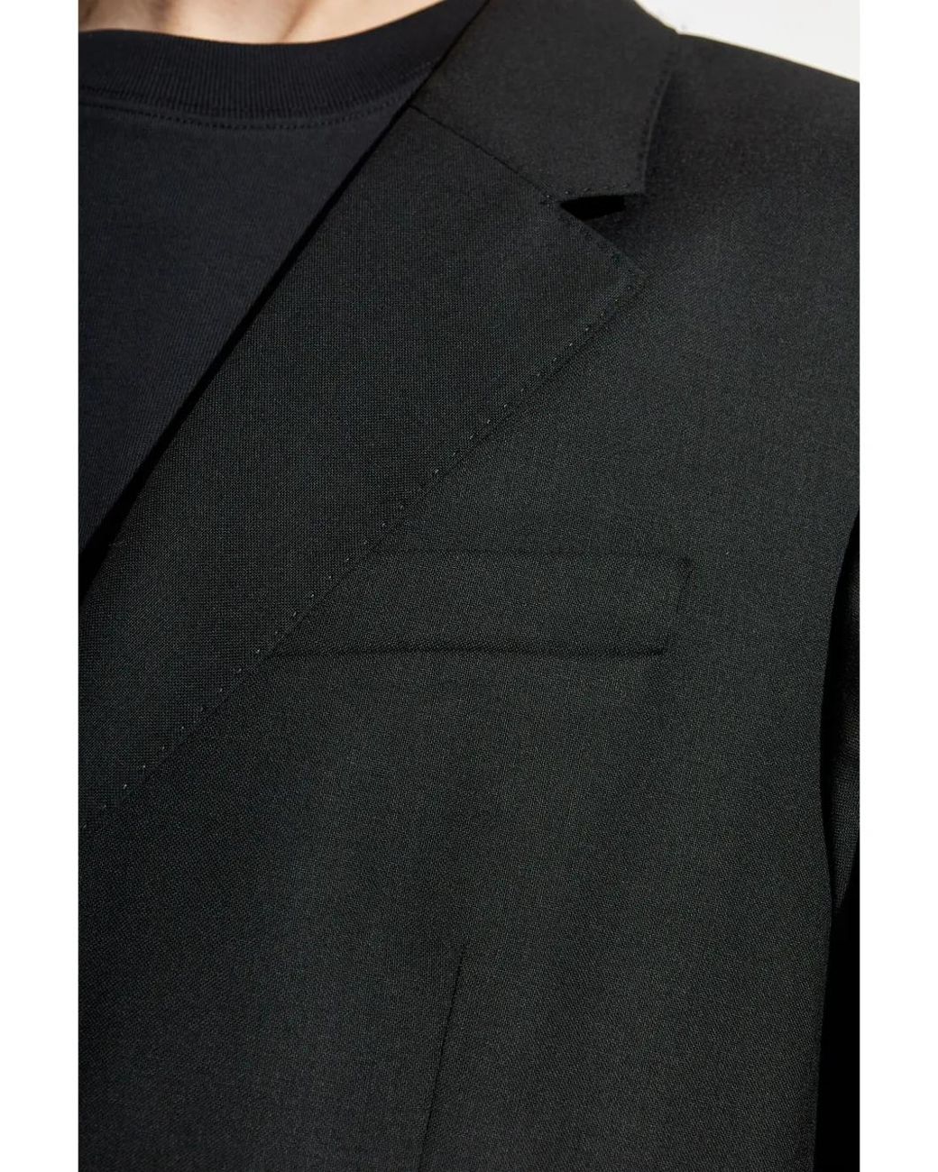 AMI Black Wool Single-Breasted Blazer for men