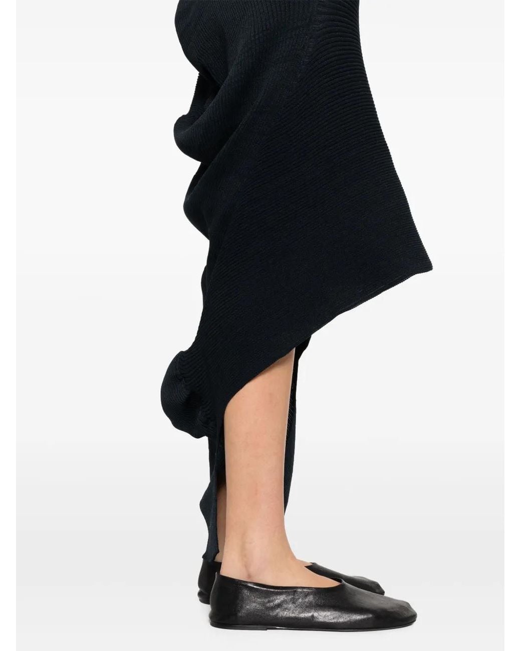 Issey Miyake Black Aerate Asymmetric Skirt