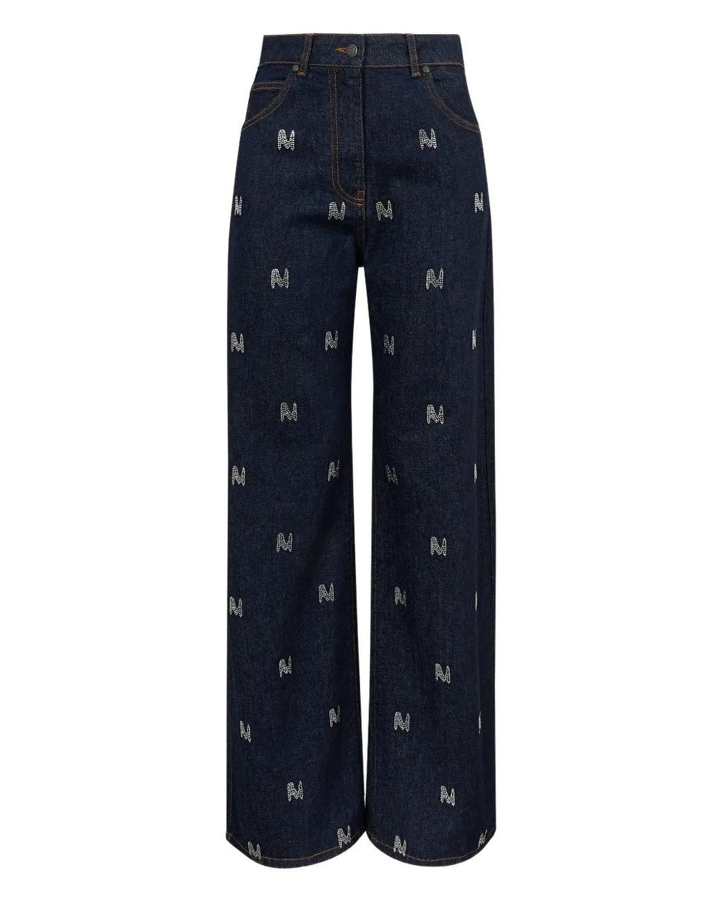 MSGM Blue Themwave Jeans Mit Strass