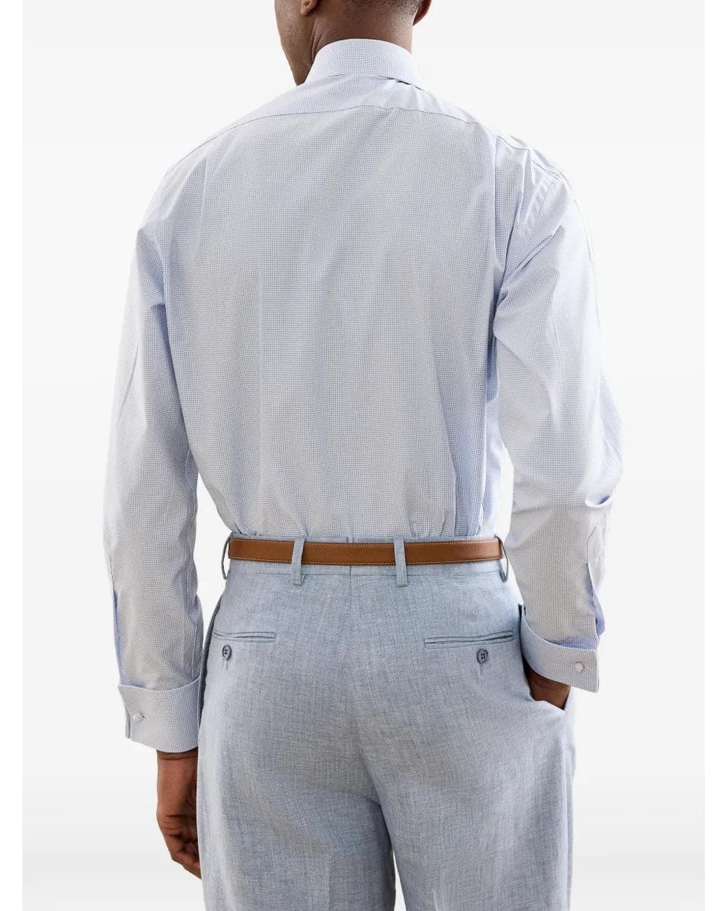 Ralph Lauren Blue Mini-Tattersall French Cuff Shirt for men