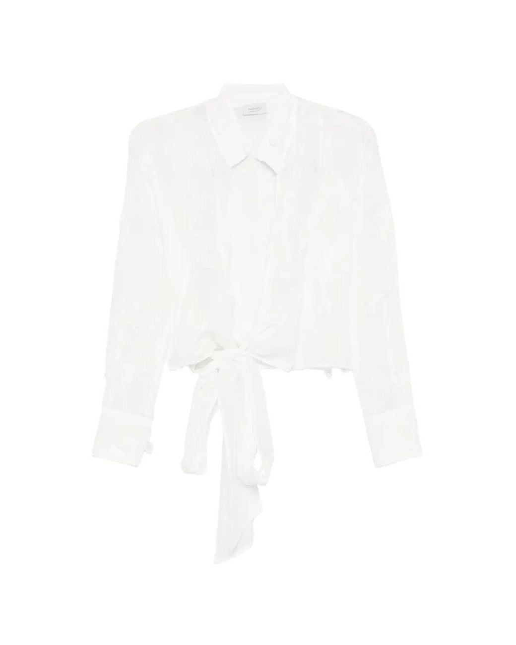 Blusa Con Lazo En El Frente Mazzarelli de color White